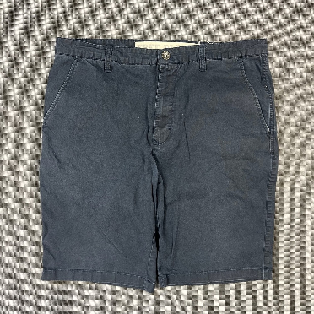 Free Planet Mens Stretch Chino Shorts Navy Blue Flat Front Size 36